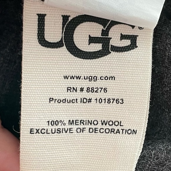 Ugg Merino Wool Lightweight Sweater Charcoal Grey Cropped Logo Women’s Large L - Picture 11 of 13
